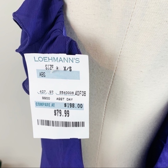 💋A.B.S. Ruffle mini blue purple dress size XS - Picture 15 of 16